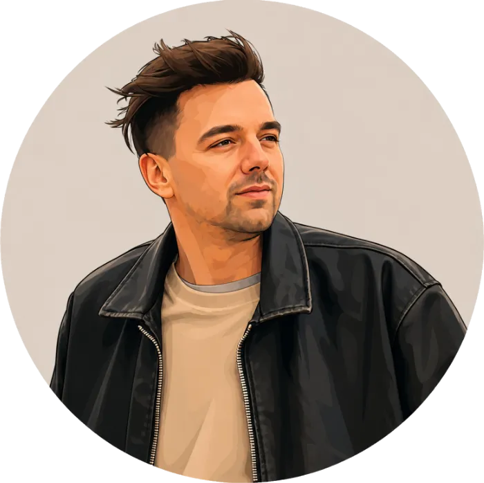 Illustrated portrait of Ihor Levchenko