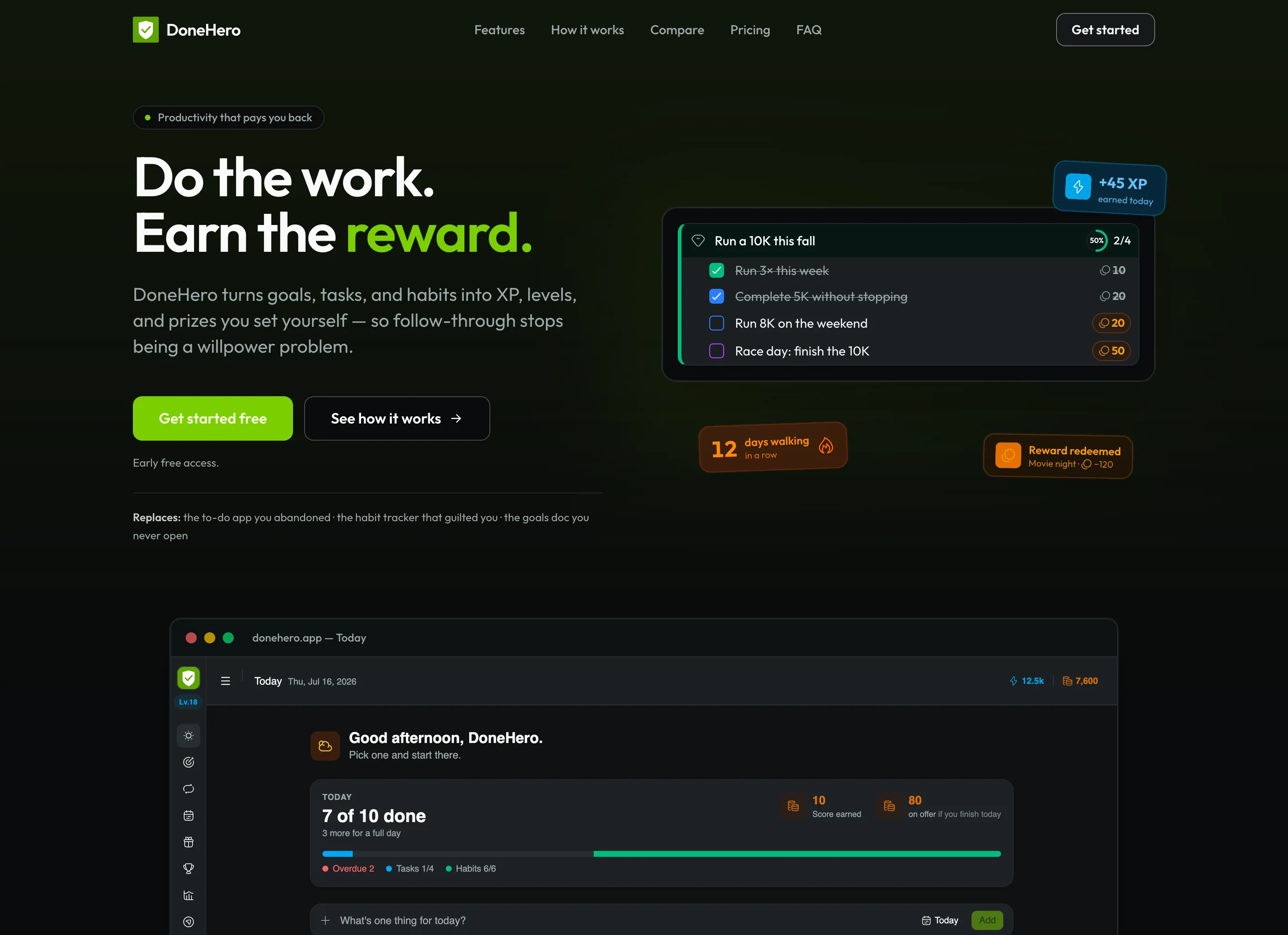 DoneHero productivity application