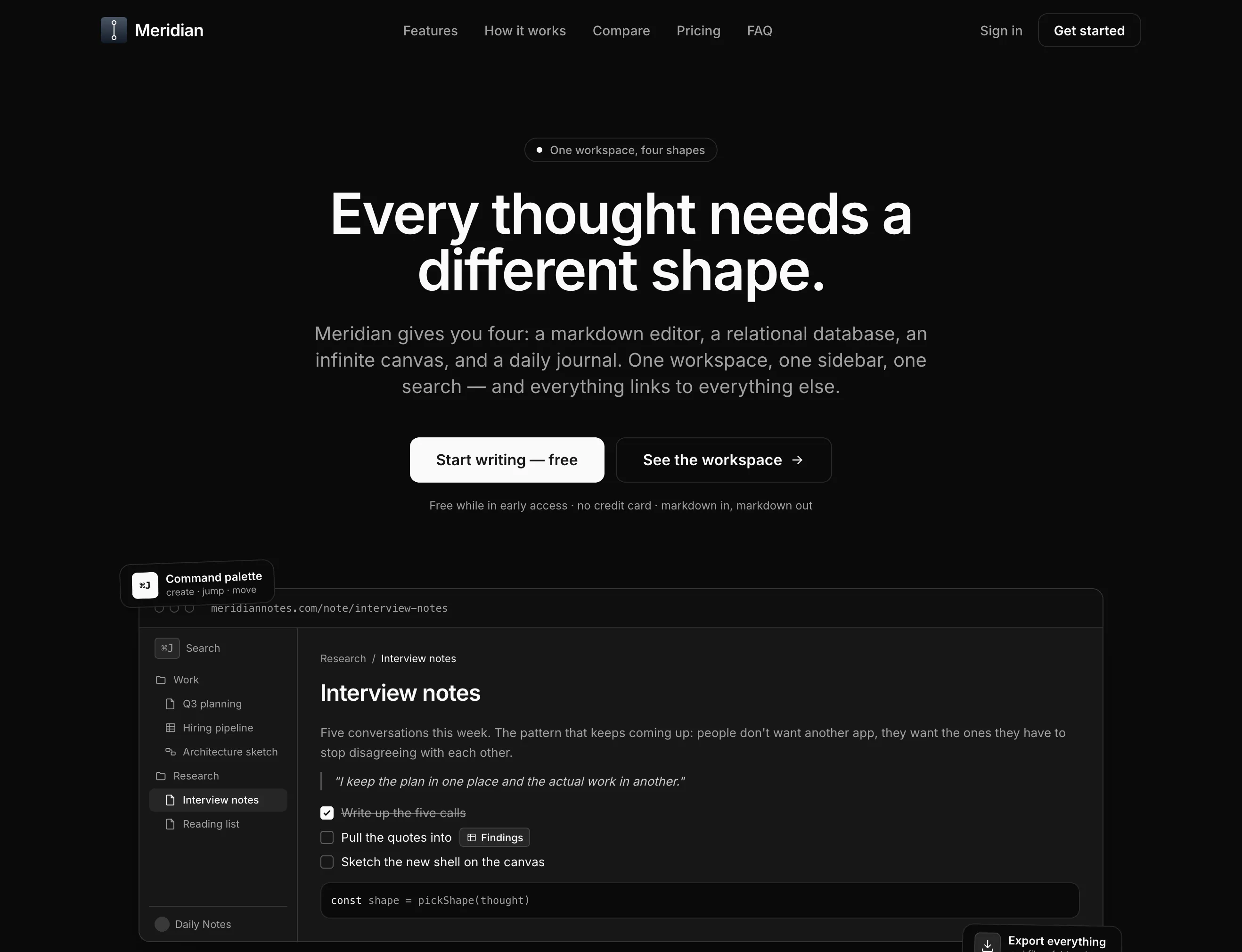 Meridian notes application